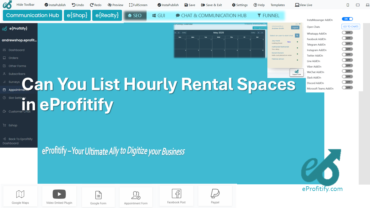 Can You List Hourly Rental Spaces in eProfitify
